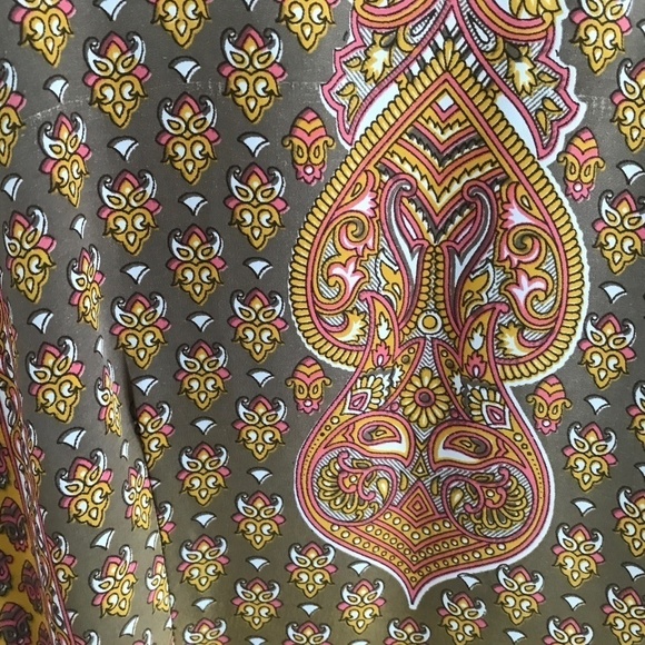 Boho dress/cover up Embroidered Indie Sari Ocre Marigold Yellow Size S/M - Picture 8 of 12
